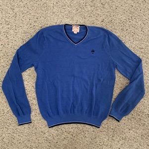 Vintage Brooks Brothers Supima Cotton V Neck Pullover Sweater - Blue - Size M